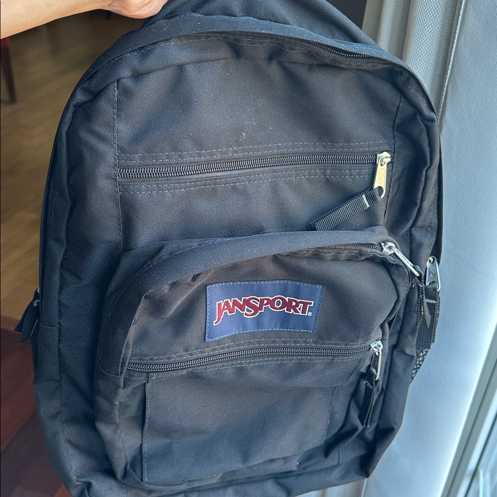 Jansport Black Backpack with Navy Logo Patch - Picture 15 of 15